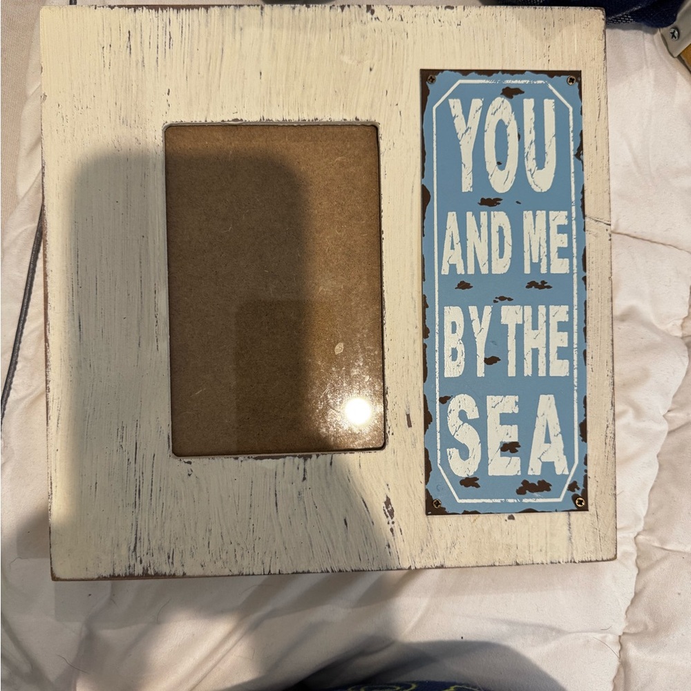 Rustic White and Blue Photo Frame